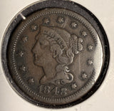 1848 Braided Hair Large Cent, VF. (16103)