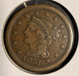 1851 Braided Hair Large Cent, Circulated. (16117)