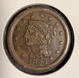 1853 Braided Hair Large Cent, Circulated. (16126)