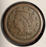 1854 Braided Hair Large Cent, Circulated. (16134)