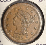 1855 Braided Hair Large Cent, Circulated. (16138) Upright 5's