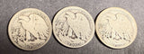1919-P,D,S  Walking Liberty Half Dollar Lot, Average Circulated. (16144)
