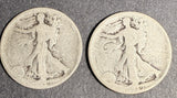 1919-P X2 Walking Liberty Half Dollar Lot, Average Circulated. (16146)