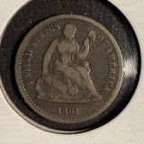 1861 Seated Liberty Half Dime, VG, (16165)