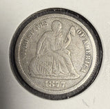 1877-CC Seated Liberty Dime, VF. (16179)