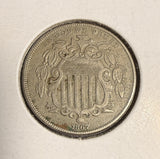 1867 No Rays, Shield Nickel, VF, (16189)