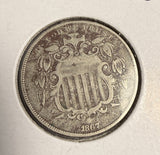 1867 No Rays, Shield Nickel, VF Details, (16191)
