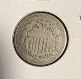 1867 No Rays, Shield Nickel, Good, (16193)