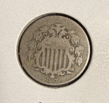 1867 No Rays, Shield Nickel, Good, (16197)