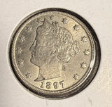 1897 Liberty "V" Nickel, MS 60+, (16217)