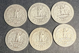 1936-S Washington Quarter Lot, G-BTR (6 Coins). (16450)