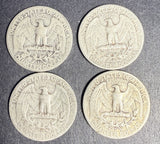 1938-S Washington Quarter Lot, G-BTR (4 Coins). (16452). Stock Photo,