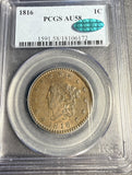 1816 Coronet Head Large Cent, AU58 PCGS+CAC (16470)
