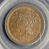 1857 Lg Date Braided Hair Large Cent, MS64BN PCGS+CAC (16474)