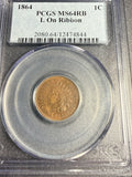 1864 'L' Indian Head Cent, MS64RB PCGS (16476)