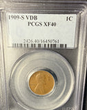 1909-S VDB Lincoln Cent, XF40 PCGS (16478) Key Date