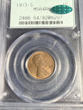 1913-S  Lincoln Cent, MS64RB PCGS+CAC OGH (16486) Key Date