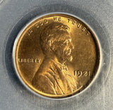 1921 Lincoln Cent, MS65RD. PCGS OGH (16490) Full Red!