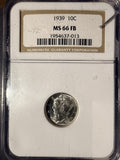 1939 Mercury Head Dime, MS66FB NGC (16538)