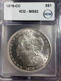 1878-CC Morgan Silver Dollar, MS62 ICG (16570)