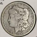 1891-CC Morgan Silver Dollar, Circulated. (16667)