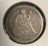 1889 Seated Liberty Dime, Circulated. (16738)