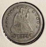 1854 Seated Liberty Quarter, Arrows. Circ, (16763)