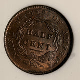 1828 Classic Head Half Cent, 13 Star, MS63RB NGC (16818)