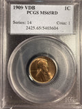 1909 P VDB Lincoln Wheat Cent, MS65RD PCGS (16838)