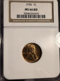 1936 Lincoln Wheat Cent, MS66RD NGC (16892)
