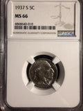 1937-S Buffalo Nickel, MS66 NGC (16917)