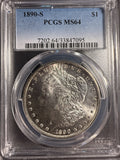 1890-S Morgan Silver Dollar, MS64 PCGS  (16948)