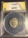 1918-S Buffalo Nickel, AU55 ANACS (16991)