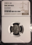 1901-S Barber Dime, Unc Details NGC (17035) Key Date