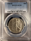 1918-D Walking Liberty Half Dollar, AU53 PCGS (17079)