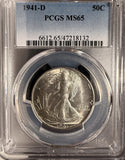 1941-D Walking Liberty Half Dollar, MS65 PCGS (17093)