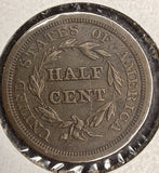 1850 Braided Hair Half Cent, Nice Circ, (17127) Key Date