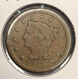 1851/81 Braided Hair Large Cent, Nice Circ (17219)