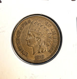 1873 Indian Head Cent Open 3, AU Details,  (17269)
