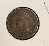 1875 Indian Head Cent, Circulated, (17279)