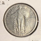 1917-D T-2 Standing Liberty Quarter, AU, (17342)
