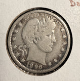 1896-O Barber Quarter, Circulated. (17372) Key Date