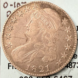 1821 Capped Bust Half Dollar, Nicely Circulated, (17418) O-107 R-3