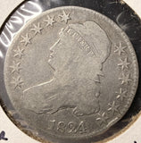 1824 Over Var, Dates Capped Bust Half Dollar, Nicely Circulated, (17426) O-101 R-2