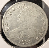 1824 Capped Bust Half Dollar, Nicely Circulated, (17430)