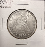 1854 Liberty Seated Half Dollar, Choice Unc MS60+ (17488)