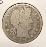 1894-O Barber Half Dollar, Nicely Circulated. (17506)