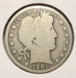 1901-S Barber Half Dollar, Nicely Circulated. (17526)