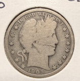 1905-O Barber Half Dollar, Nicely Circulated. (17530). Mint Error, Struck Through