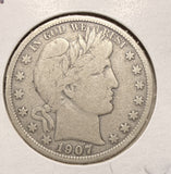 1907-D Barber Half Dollar, Nicely Circulated. (17538)